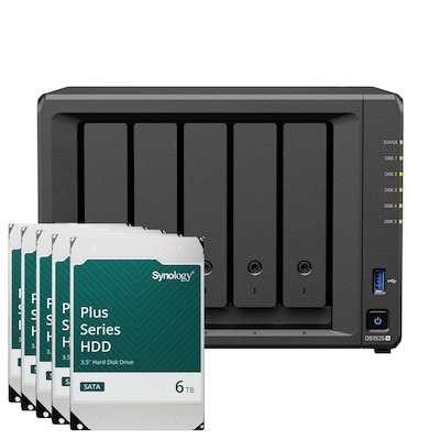 Synology DS1525+ 30TB Plus HDD NAS-Bundle NAS inkl. 5x 6TB Synology Plus 3.5 Zoll SATA Festplatte