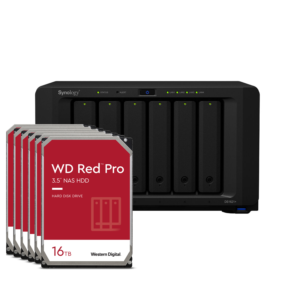 Synology DS1621+ 96TB WD Red Pro NAS-Bundle NAS inkl. 6x 16TB WD Red Pro 3,5 Zoll SATA Festplatte