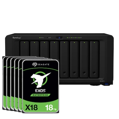 Synology DS1821+ 144TB Seagate Exos NAS-Bundle NAS inkl. 8x 18TB Seagate Exos 3,5 Zoll SATA Festplatte