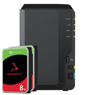 Synology DS223 16TB Seagate IronWolf NAS-Bundle NAS inkl. 2x 8TB Seagate IronWolf 3.5 Zoll SATA Festplatte