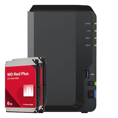 Synology DS223 12TB WD Red Plus NAS-Bundle NAS inkl. 2x 6TB WD Red Plus 3.5 Zoll SATA Festplatte