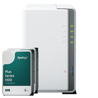 Synology DS223j 12TB Plus HDD NAS-Bundle NAS inkl. 2x 6TB Synology Plus 3.5 Zoll SATA Festplatte