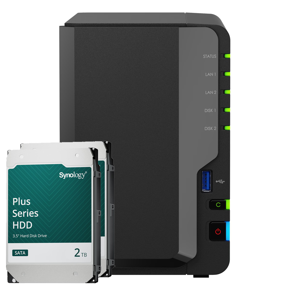 Synology DS225+ 4TB Plus HDD NAS-Bundle NAS inkl. 2x 2TB Synology Plus 3.5 Zoll SATA Festplatte