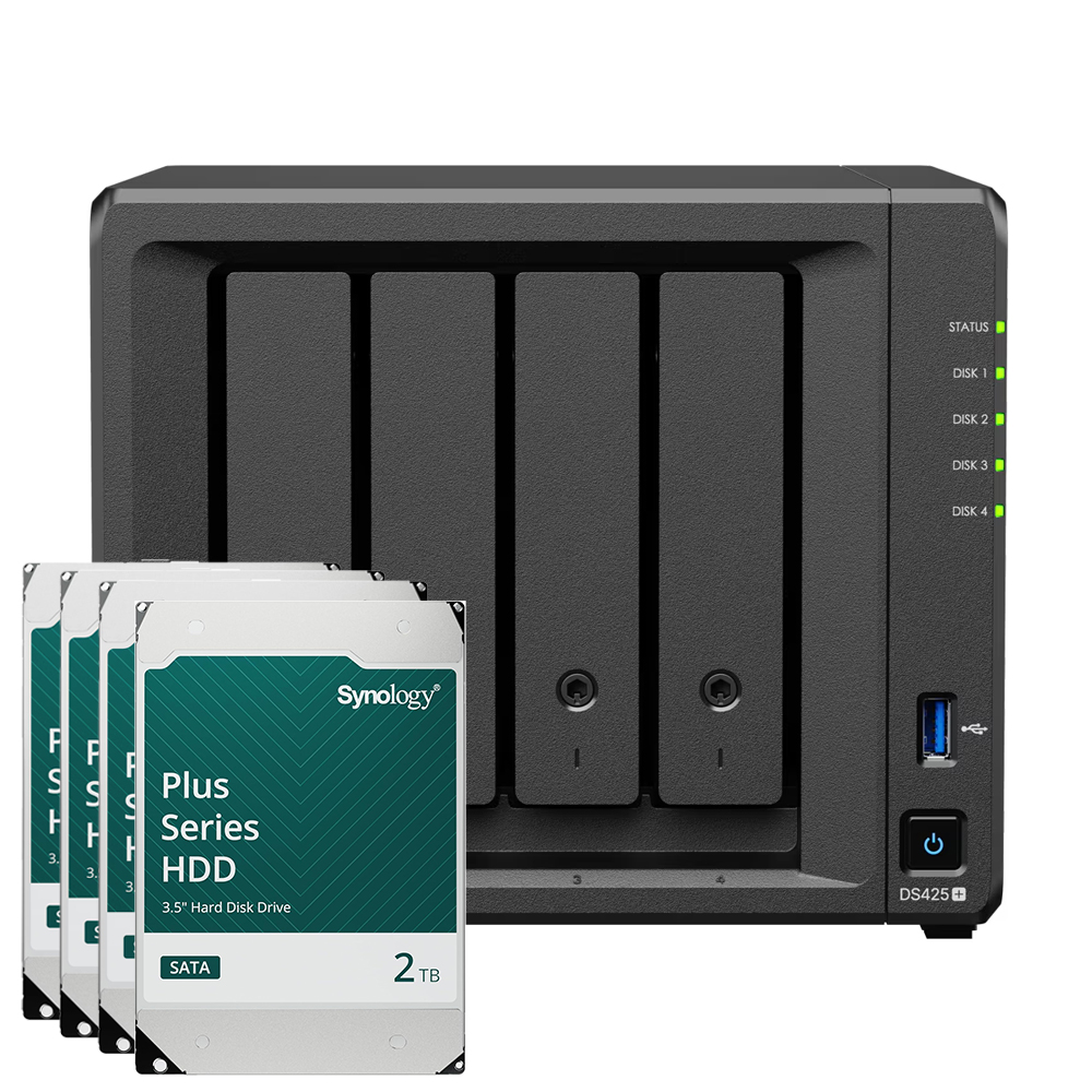 Synology DS425+ 8TB Plus HDD NAS-Bundle NAS inkl. 4x 2TB Synology Plus HDD 3.5 Zoll SATA