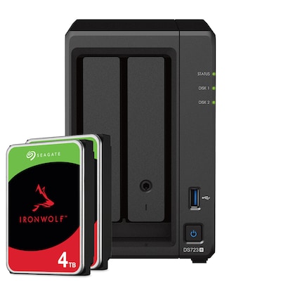 Synology DS723+ 8TB Seagate IronWolf NAS-Bundle NAS inkl. 2x 4TB Seagate IronWolf 3,5 Zoll SATA Festplatte