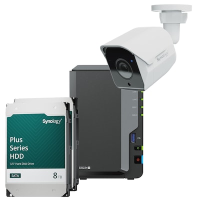 Synology DS224+ 16TB Surveillance Bundle NAS inkl. 2x 8TB Synology Plus HDD und 1x BC500 Überwachungskamera