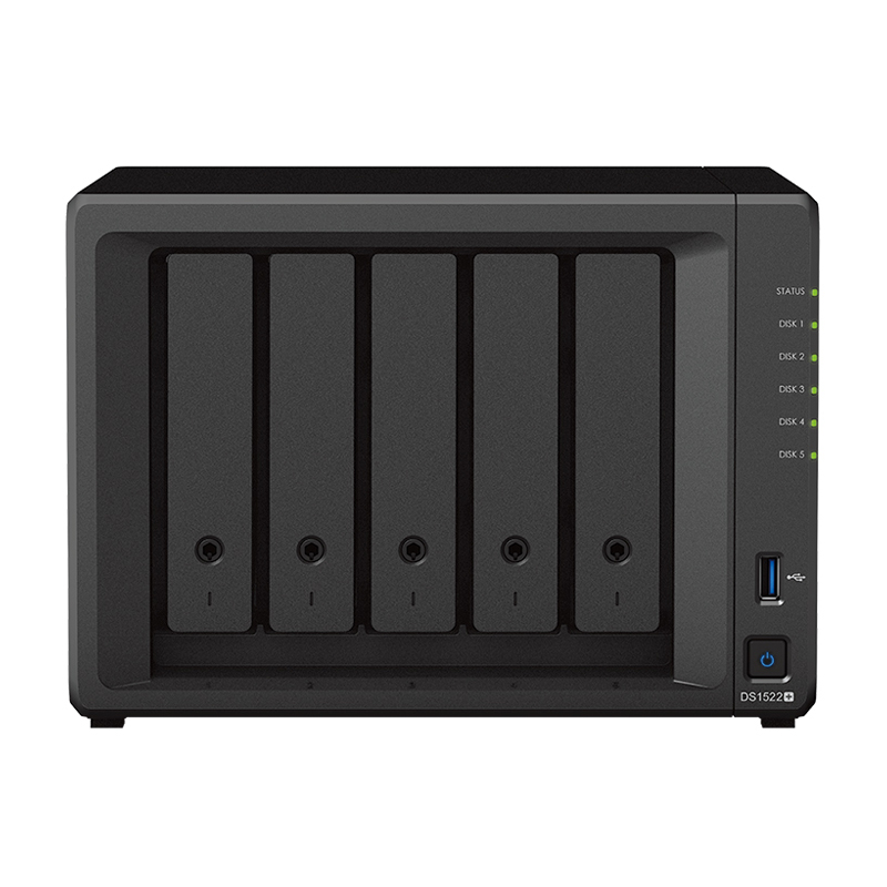 Synology DiskStation DS1522+ 5-Bay NAS [5x 3,5/2,5" SATA HDD/SSD, 2x M.2 2280 NVMe SSD, 4x GbE LAN, 8GB RAM]