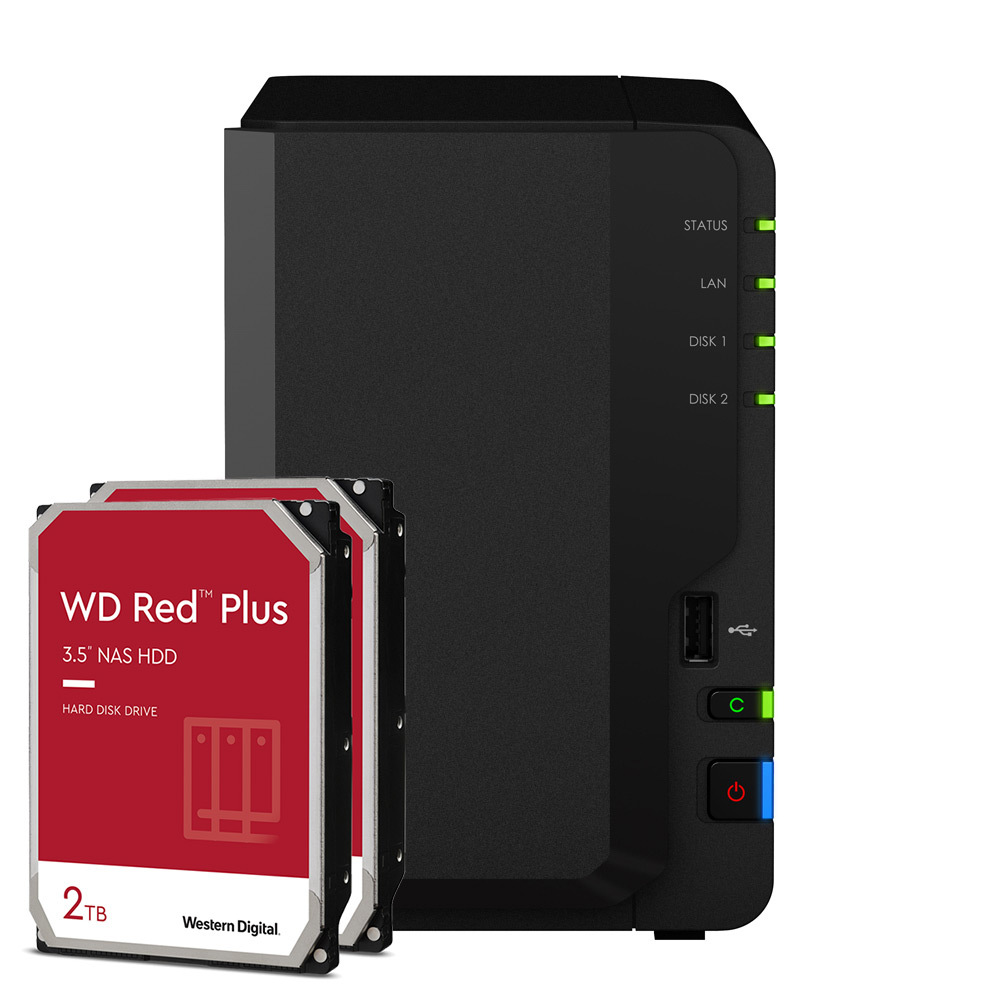 PC周辺機器 Synology - NAS synology ds215j + WD 4TB red Synology DS215j DiskStation 2-Bay 4TB Network Attached NAS