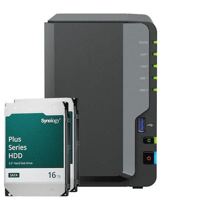 Synology DS224+ 32TB Plus HDD NAS-Bundle NAS inkl. 2x 16TB Plus HDD 3.5 Zoll SATA Festplatte