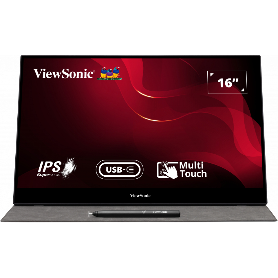 ViewSonic TD1655 tragbarer Touch Monitor 39,6 cm (15,6 Zoll) 6H gehärtet, USB-Charging, Pivot, Cover & Eingabestift, Ful...