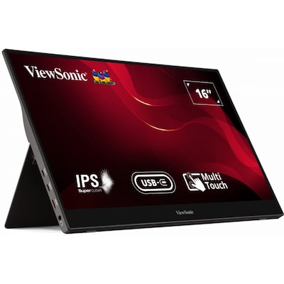 ViewSonic TD1655 tragbarer Touch Monitor 39,6 cm (15,6 Zoll) 6H gehärtet, USB-Charging, Pivot, Cover & Eingabestift, Full HD, 16:9, 6,6ms, 250cd/m², 6