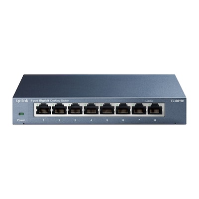 TP-Link TL-SG108 8-Port Gigabit Switch (1000 Mbit/s, Metallgehäuse, Auto MDI/MDIX)