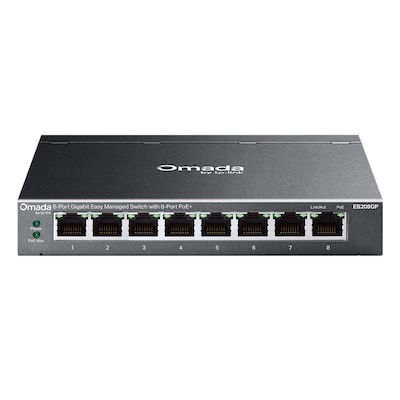TP-Link Omada ES208GP Easy Managed Switch 8-Port, Smart Managed, 8x Gigabit RJ45, 8x PoE+ (bis zu 64 W)