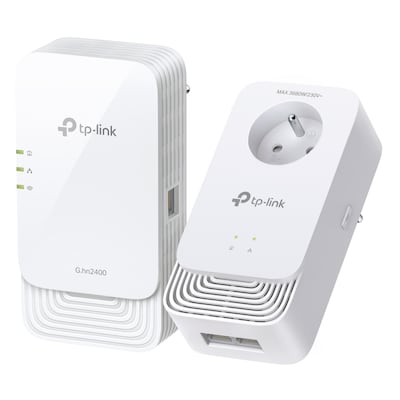 TP-link G.hn2400 Powerline WiFi 6 Kit G.hn MIMO, WiFi 6 (WLAN AX) bis zu 1.800 Mbit/s, Powerline bis zu 1.428 Mbit/s, Integrierte Steckdose