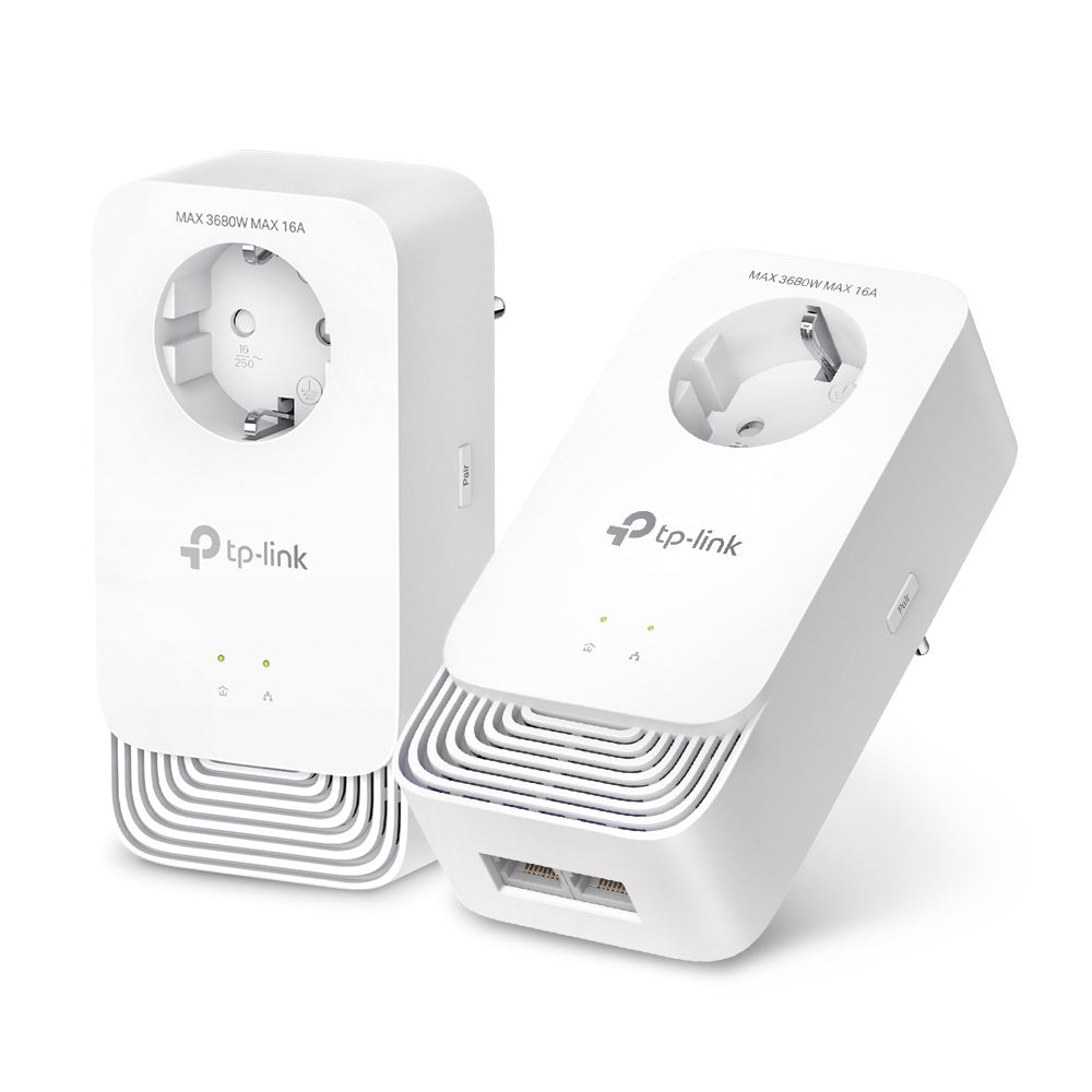 TP-Link G.hn2400 Powerline Set mit Steckdose 2x Adapter, bis zu 1.428 Mbit/s, G.hn SISO Standard