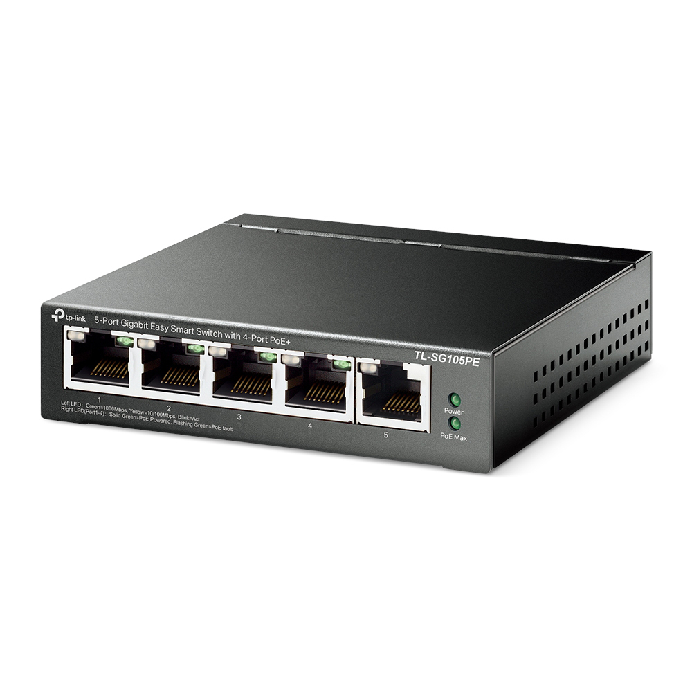 TP-Link TL-SG105PE Easy Smart Switch 5-Port, Smart Managed, 5x Gigabit RJ45, 4x PoE+, 65W Netzwerk-Switch Produkt Bild 2