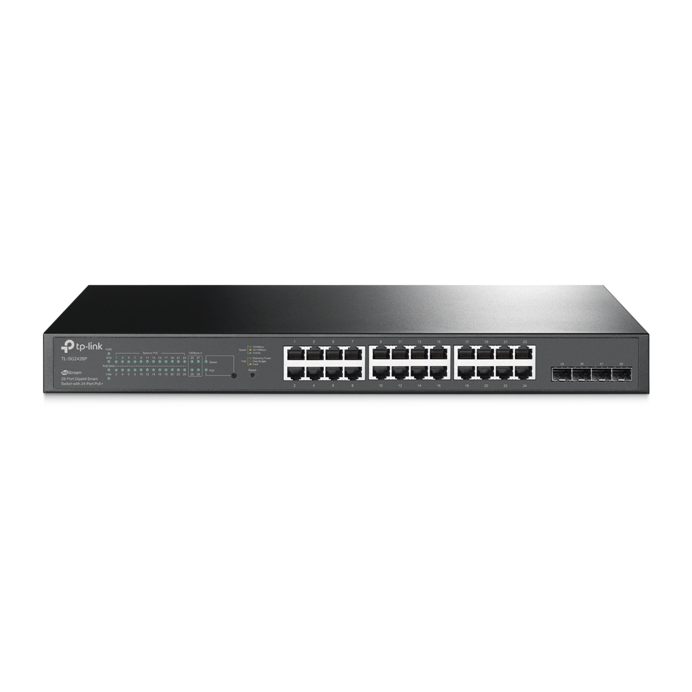 TP-Link TL-SG2428P JetStream Smart Switch 28-Port, Smart Managed, 24x Gigabit RJ45, 4x Gigabit SFP, 24x PoE+, 250W