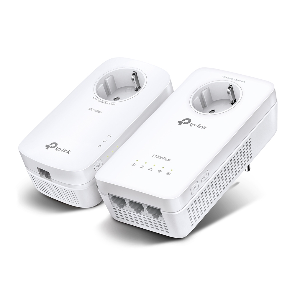 TP-Link AV1000 Gigabit Powerline WLAN AC1200 Set mit Steckdosen 2x Adapter, bis zu 1300 Mbit/s, WLAN AC 867 5 GHz + 300 Mbit/s 2,4 GHz, 3x Gigabit