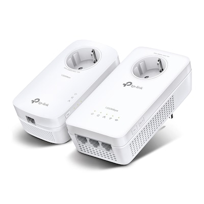TP-Link AV1000 Gigabit Powerline WLAN AC1200 Set mit Steckdosen 2x Adapter, bis zu 1300 Mbit/s, WLAN AC 867 (5 GHz) + 300 Mbit/s (2,4 GHz), 3x Gigabit