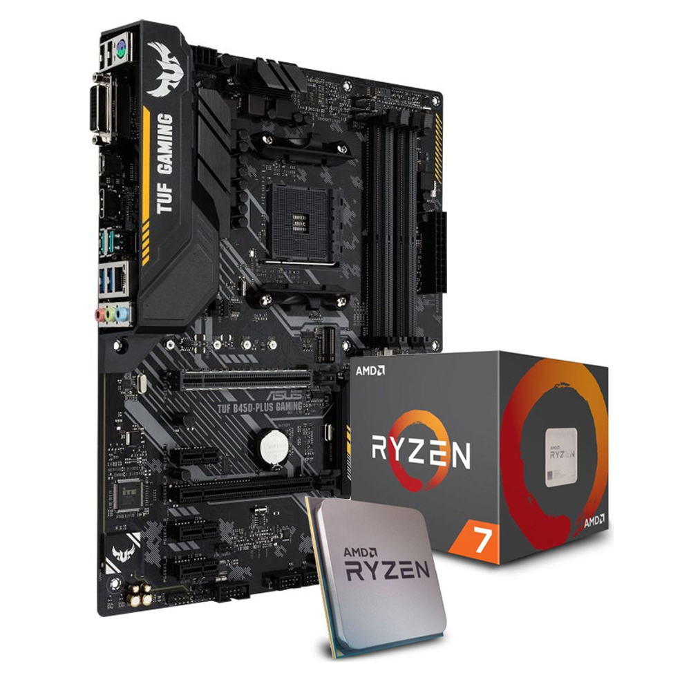 ASUS TUF B450-Plus Gaming Mainboard + AMD Ryzen 7 2700X CPU