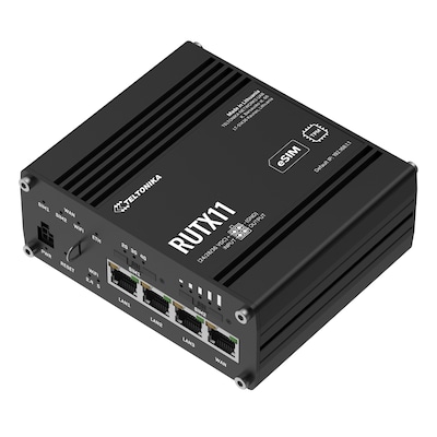 Teltonika RUTX11 Mobilfunk-Router 4G/LTE (Cat 6), 3G, Dual-SIM, WiFi 5 Dual-Band, Bluetooth 4.0 LE, 3x 1G LAN, 1x 1G WAN