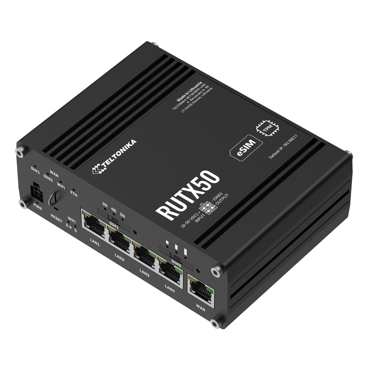 Teltonika RUTX50 5G Router 5G DL bis zu 3,3 Gbit/s, 4G DL bis zu 2 Gbit/s, Dual-SIM, 5x Gigabit Ethernet