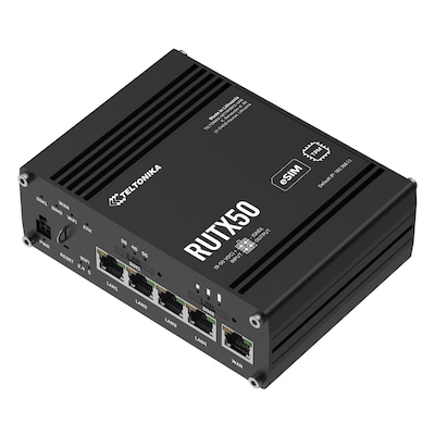 Teltonika RUTX50 5G Router 5G DL bis zu 3,3 Gbit/s, 4G DL bis zu 2 Gbit/s, Dual-SIM, 5x Gigabit Ethernet