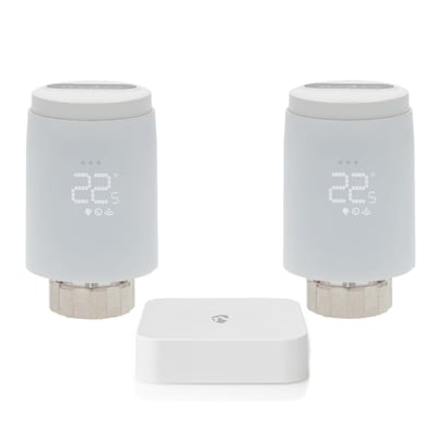 2x Nedis SmartLife Heizkörpersteuerung + Nedis Zigbee-Gateway Zigbee 3.0 | Batteriebetrieben | LED | Android™ / IOS