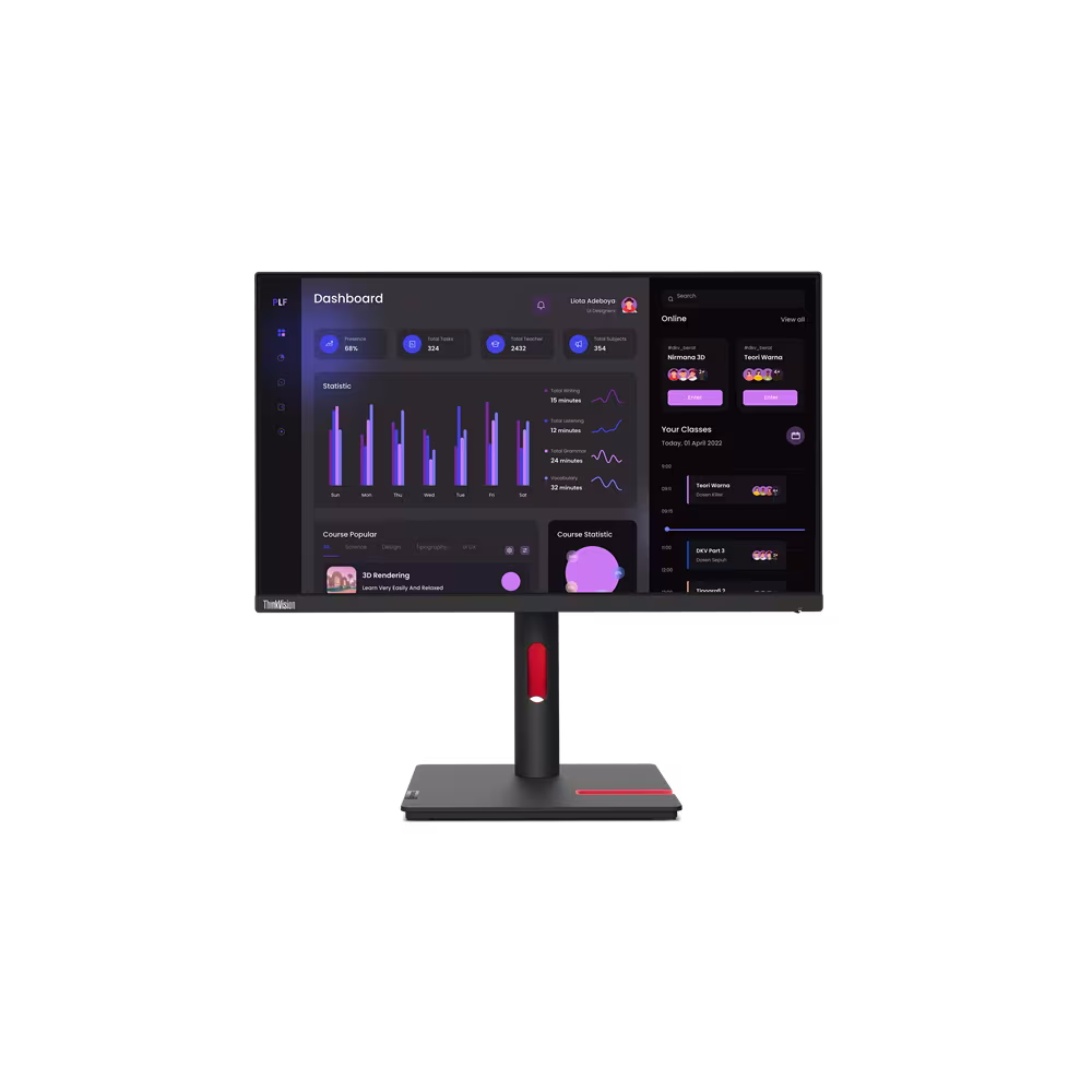 Lenovo ThinkVision T24i-30 Business Monitor - IPS Panel, FHD EPEAT Gold, Höhenverstellung 155mm, Pivot, 1x USB-B 3.0 (Up...