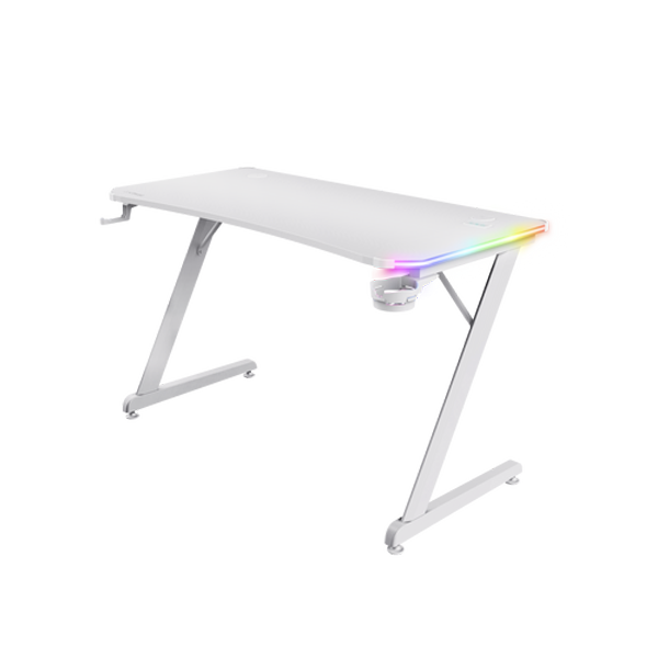 Trust Gaming GXT709W Luminus RGB Tisch Robuster Gaming-Tisch mit RGB LED-Beleuchtung, weiß