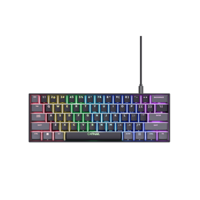 Trust Gaming GXT867 Acira Gaming Tastatur 60 % mechanische Mini-Gaming-Tastatur mit kompletter RGB-Beleuchtung
