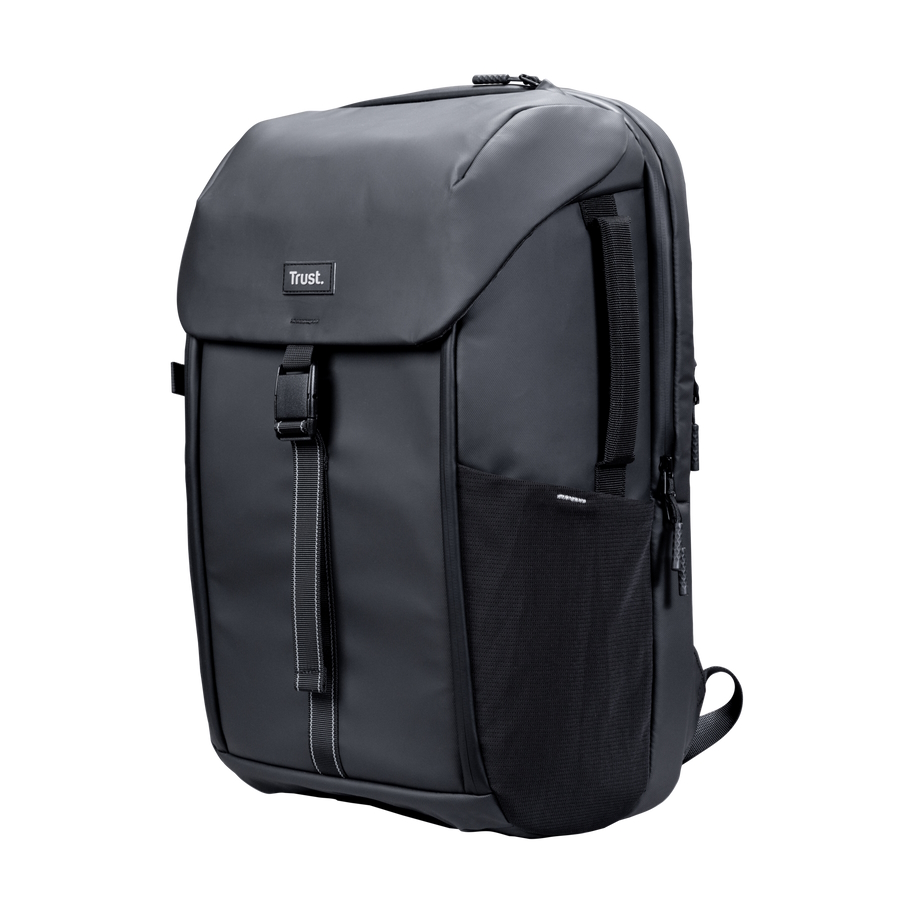 TRUST Jersey Rucksack für den Alltag Schwarz Für Notebook-Größen bis zu 17 " | Volumen 25 L | wasserdicht | Polyester