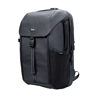 TRUST Jersey Rucksack für den Alltag Schwarz Für Notebook-Größen bis zu 17 " | Volumen 25 L | wasserdicht | Polyester