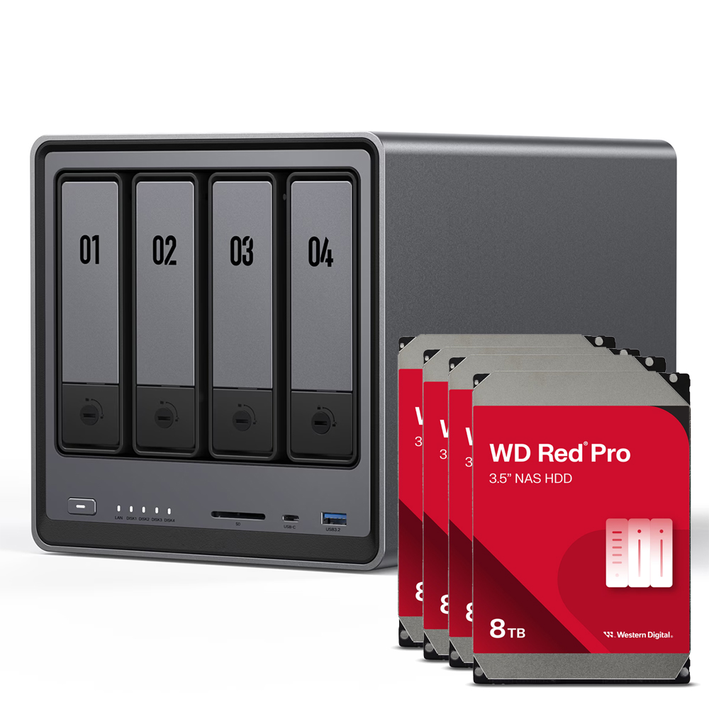 UGREEN DXP4800 32TB WD Red Pro NAS-Bundle NAS inkl. 4x 8TB WD Red Pro 3.5 Zoll SATA Festplatte