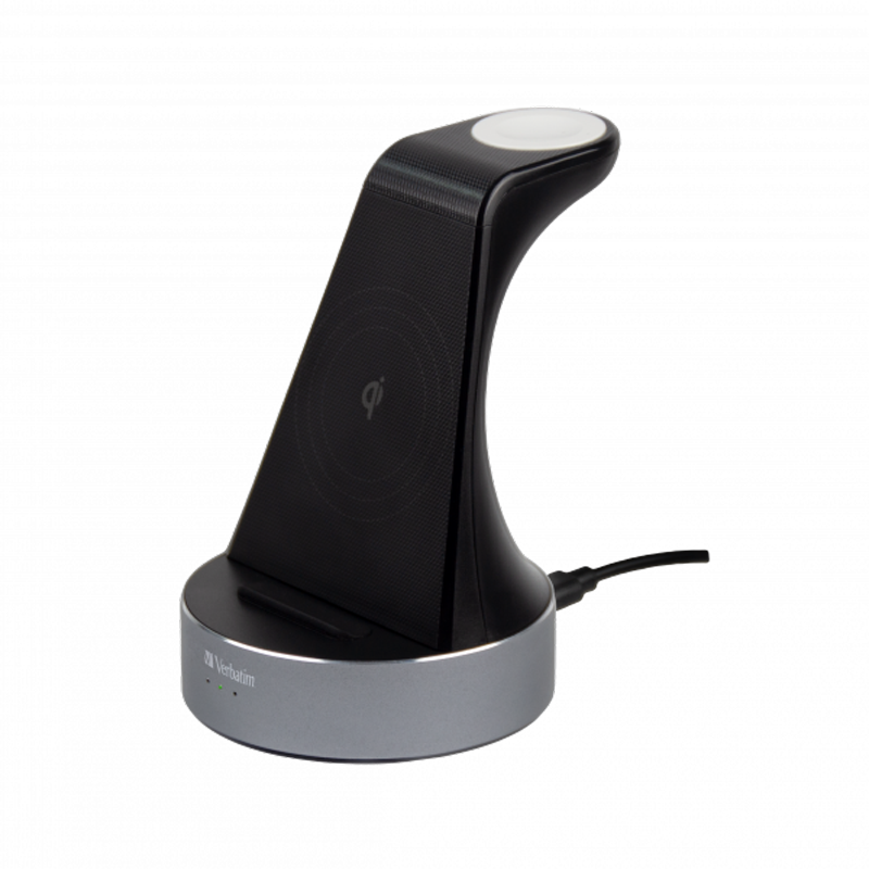 VERBATIM WCS-01 Aluminium 2-in-1 Qi MFi Ladestation - Apple Watch + QC 3.0