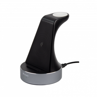 VERBATIM WCS-01 Aluminium 2-in-1 Qi MFi Ladestation - Apple Watch + QC 3.0