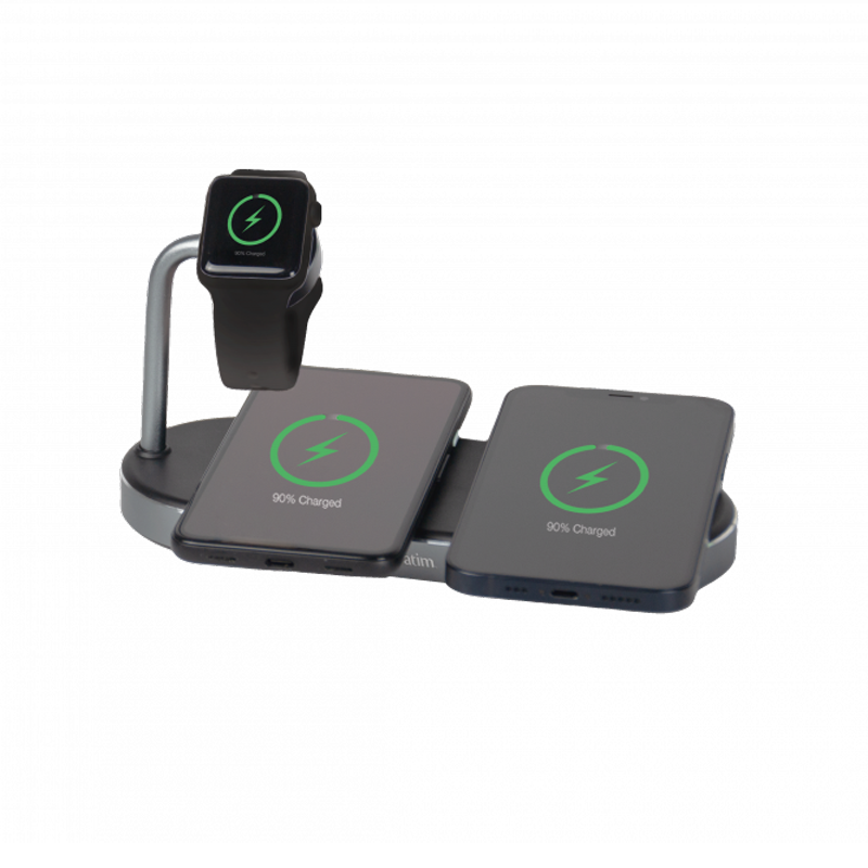 VERBATIM WCS-03 Aluminium 3-in-1 Qi MFi Dual Wireless Ladepad für Apple Watch + 2 iPhones