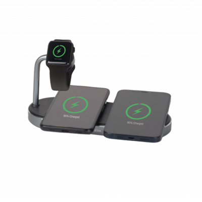 VERBATIM WCS-03 Aluminium 3-in-1 Qi MFi Dual Wireless Ladepad für Apple Watch + 2 iPhones