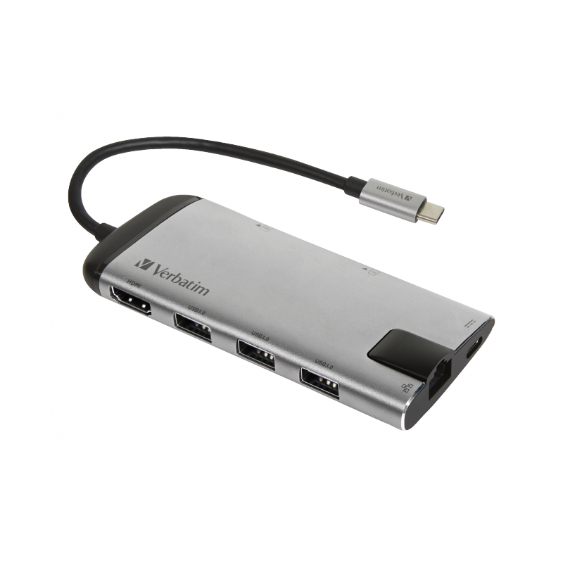 VERBATIM USB-C™ MULTIPORT HUB USB 3.1 GEN 1 / USB 3.0x3 / HDMI / SDHC / MICROSDHC / RJ45