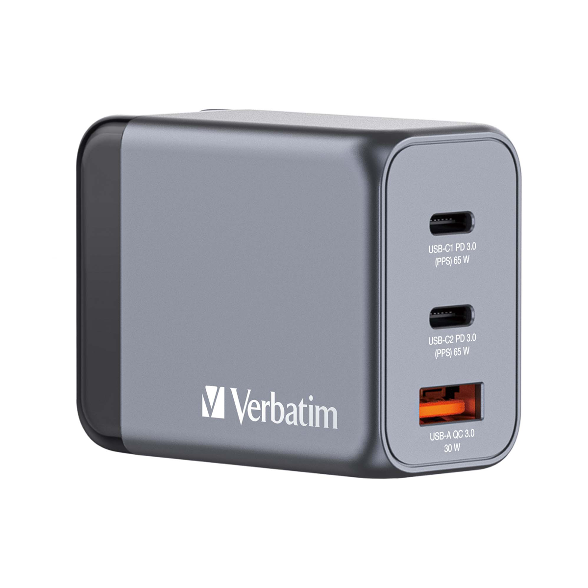 VERBATIM GNC-65 GaN Netzladegerät 3 Port 65W USB A/C