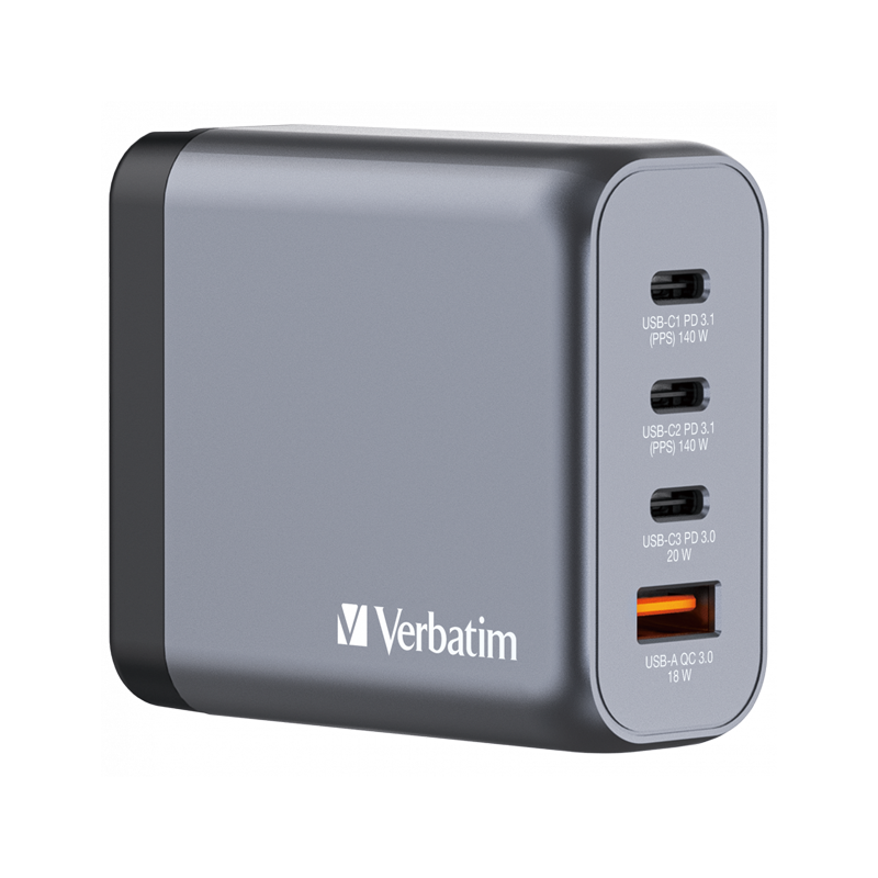 VERBATIM GNC-140 GaN Netzladegerät 4 Port 140W USB A/C