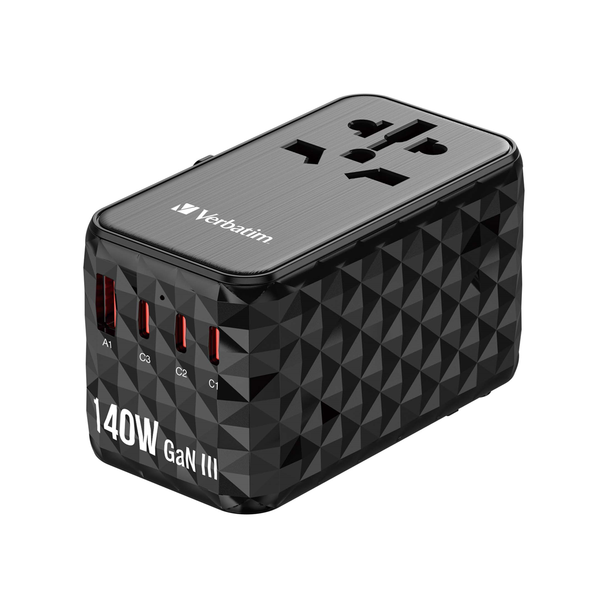 VERBATIM GAN III UNIVERSAL Reiseadapter UTA-10 mit 2 X USB-C PD 140W & QC 4+ / 2 X USB-A QC 3.00 Netzwerk-Adapter Produkt Bild 2