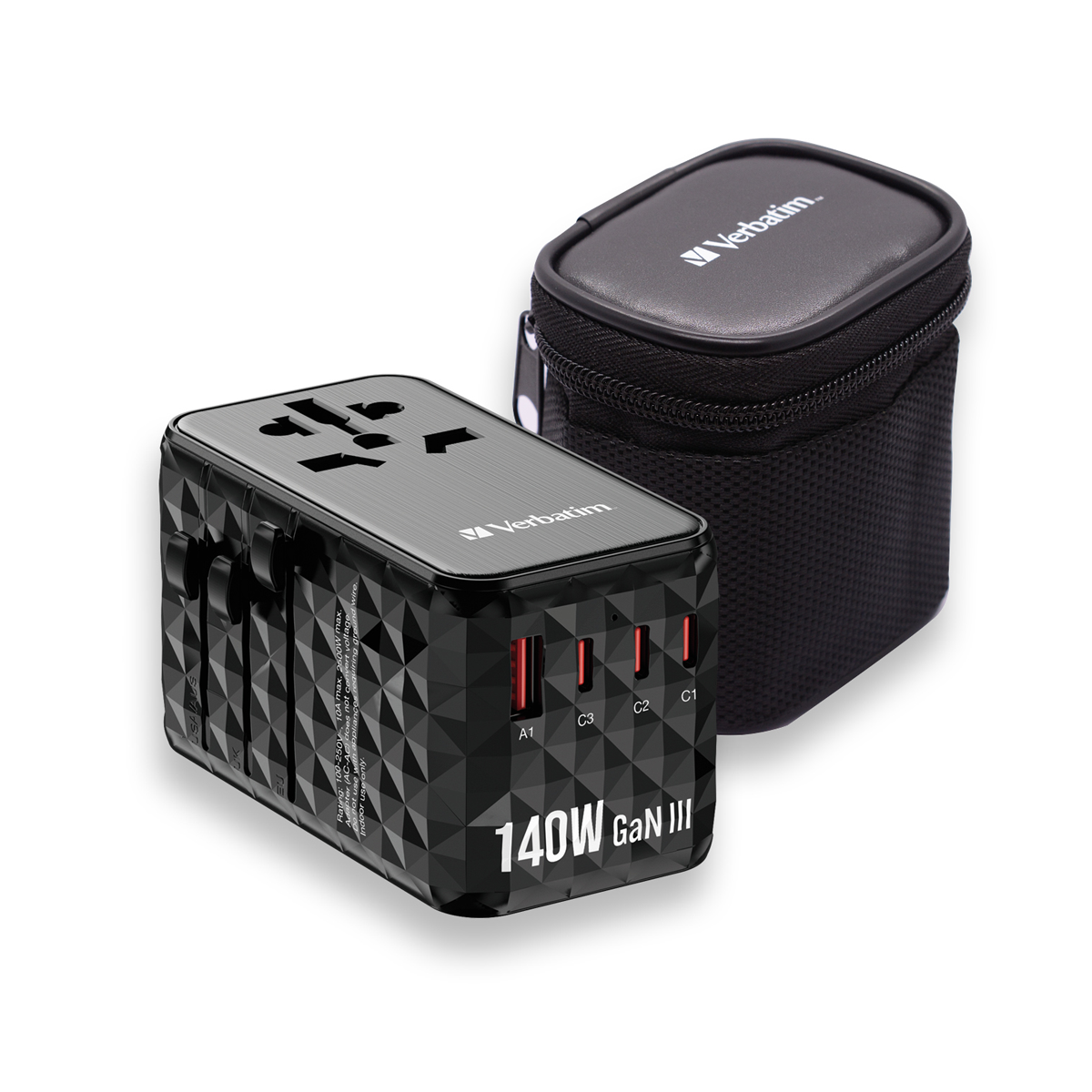 VERBATIM GAN III UNIVERSAL Reiseadapter UTA-10 mit 2 X USB-C PD 140W & QC 4+ / 2 X USB-A QC 3.00 Netzwerk-Adapter Produkt Bild 8