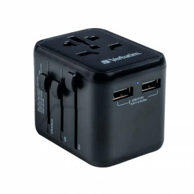 VERBATIM Universal Reiseadapter UTA-01 mit 2xUSB-A