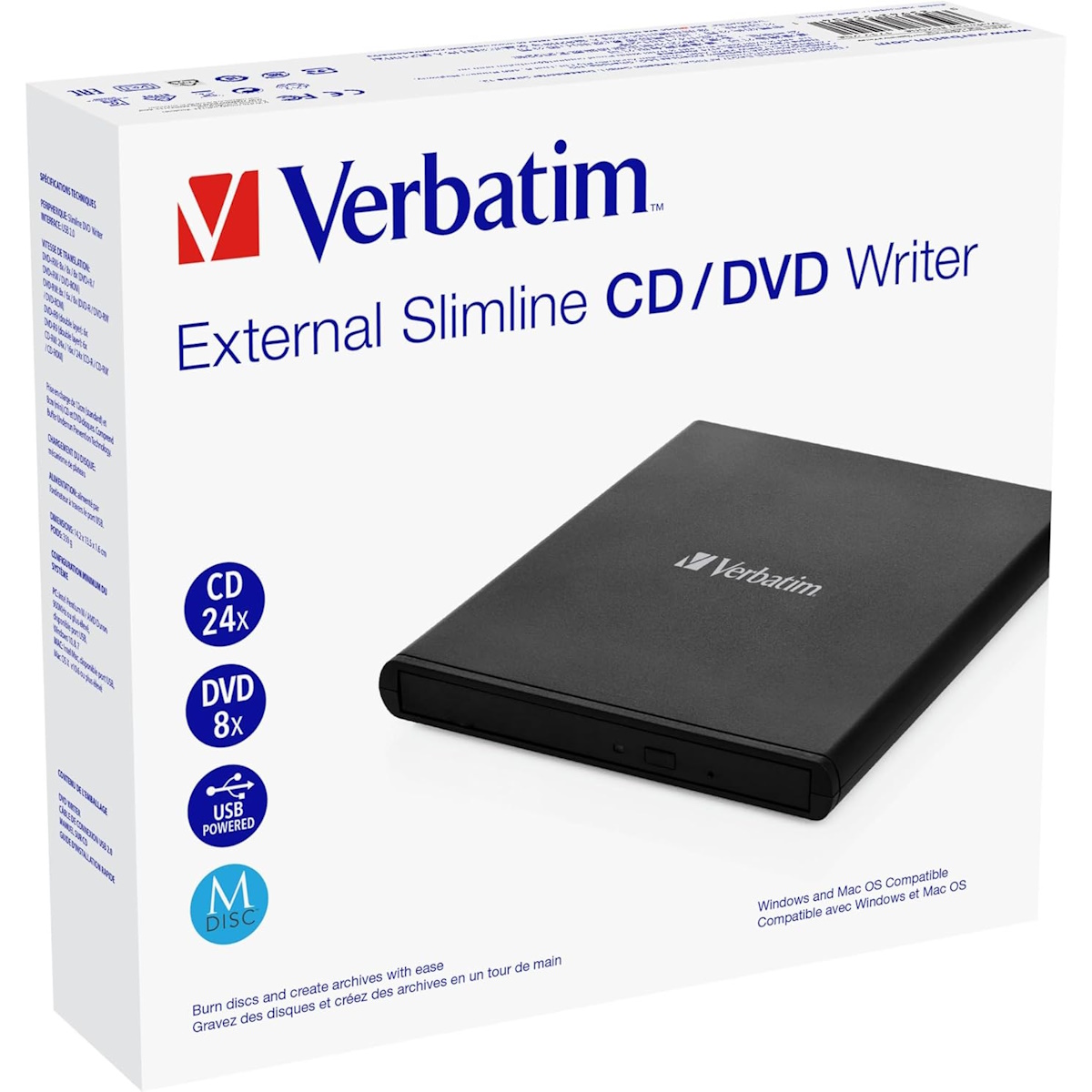 Verbatim Externer Slimline CD/DVD-Brenner USB 2.0 B-Ware Laufwerke Produkt Bild 3