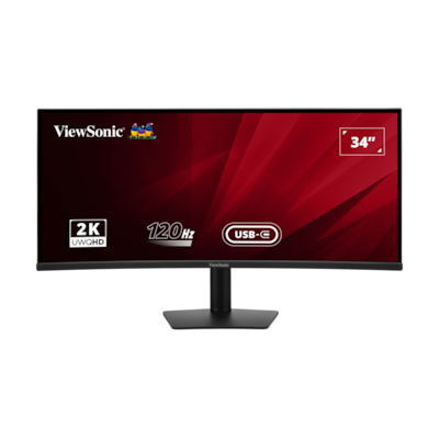 ViewSonic VA3420C-2 Curved Office Monitor 87 cm (34 Zoll) Ultra Wide QHD, 21:9, 3,5ms, VA, 120Hz, HDR10, USB-C, KVM