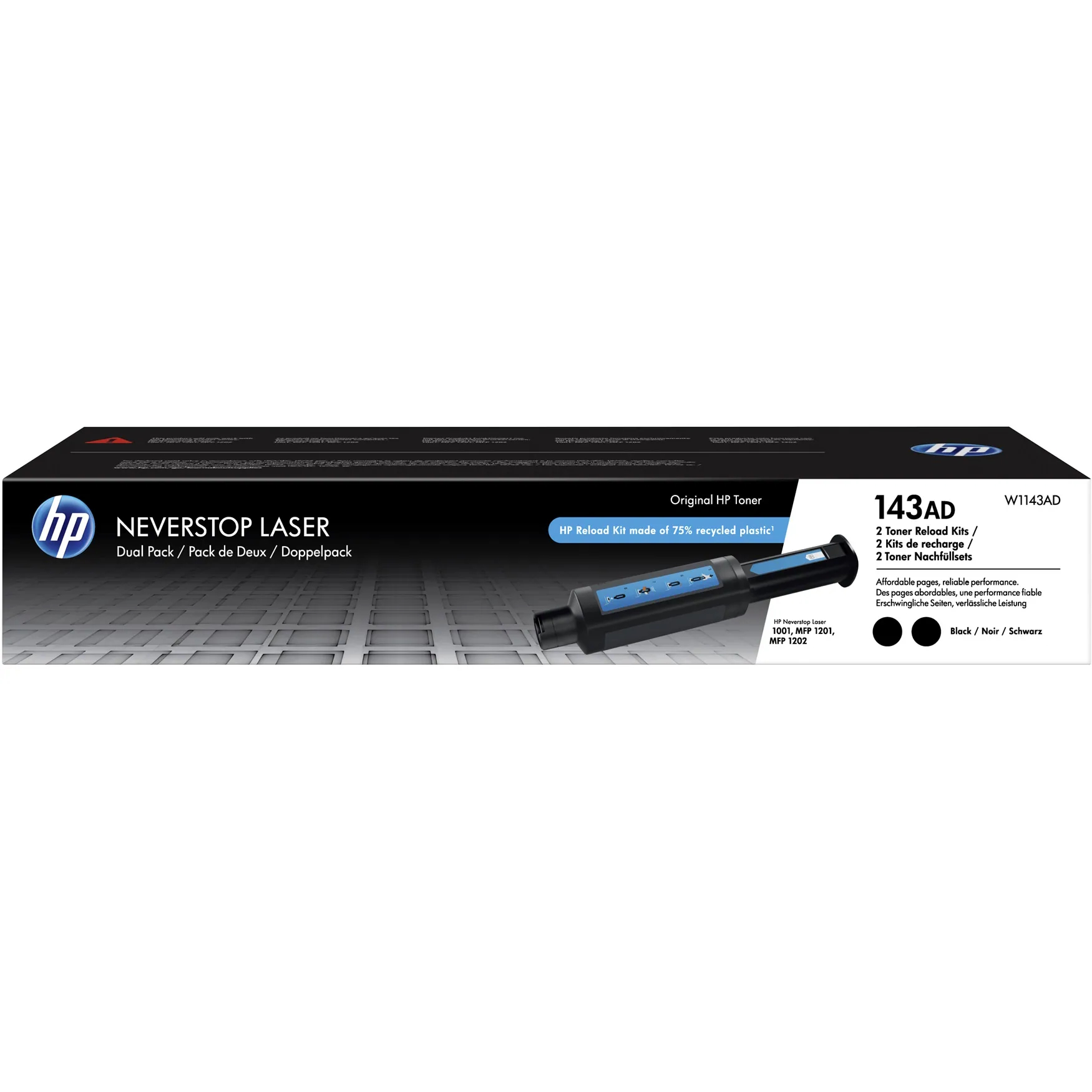HP 143AD W1143AD Original Toner-Nachfüllkit Schwarz 2er-Pack Kompatibilität: HP Neverstop Laser Serie