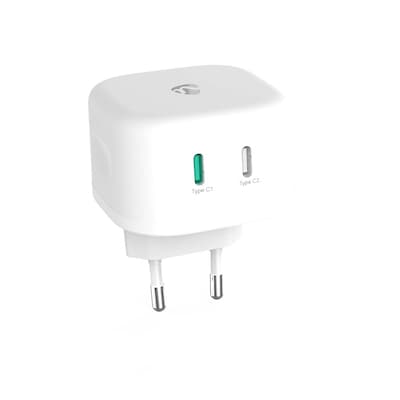 Nedis Netzladegerät | 45 W | GaN | Schnellladefunktion - 2.25 A / 3.0 A | Anzahl der Ausgänge: 2 | 2x USB-C™ | Automatis...