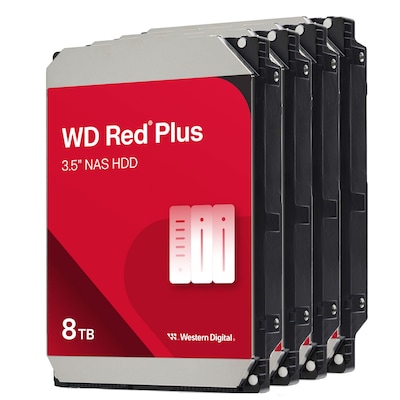 4er Pack Western Digital WD Red Plus 8TB 3.5 Zoll SATA Interne NAS Festplatte (CMR)