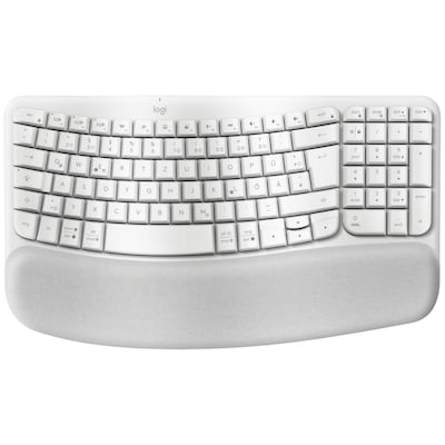 Logitech WAVE KEYS, weiß - Kabellose ergonomische Tastatur mit gepolsterter Handballenauflage